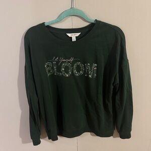 Nine West Dark Green 'Let Yourself Bloom' Sweatshirt